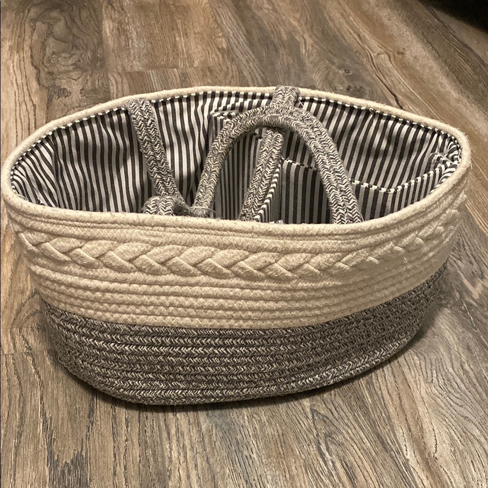 Gray & Cream Basket/Diaper Caddy